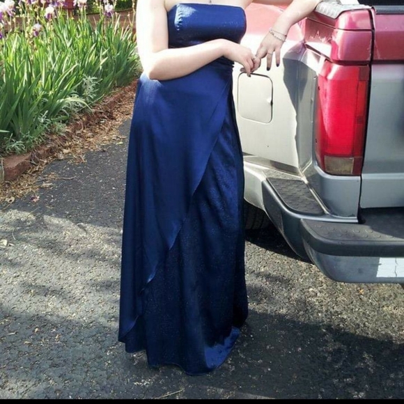 Dark Blue Dress with Sparkling Rose Outlines - Picture 11 of 11